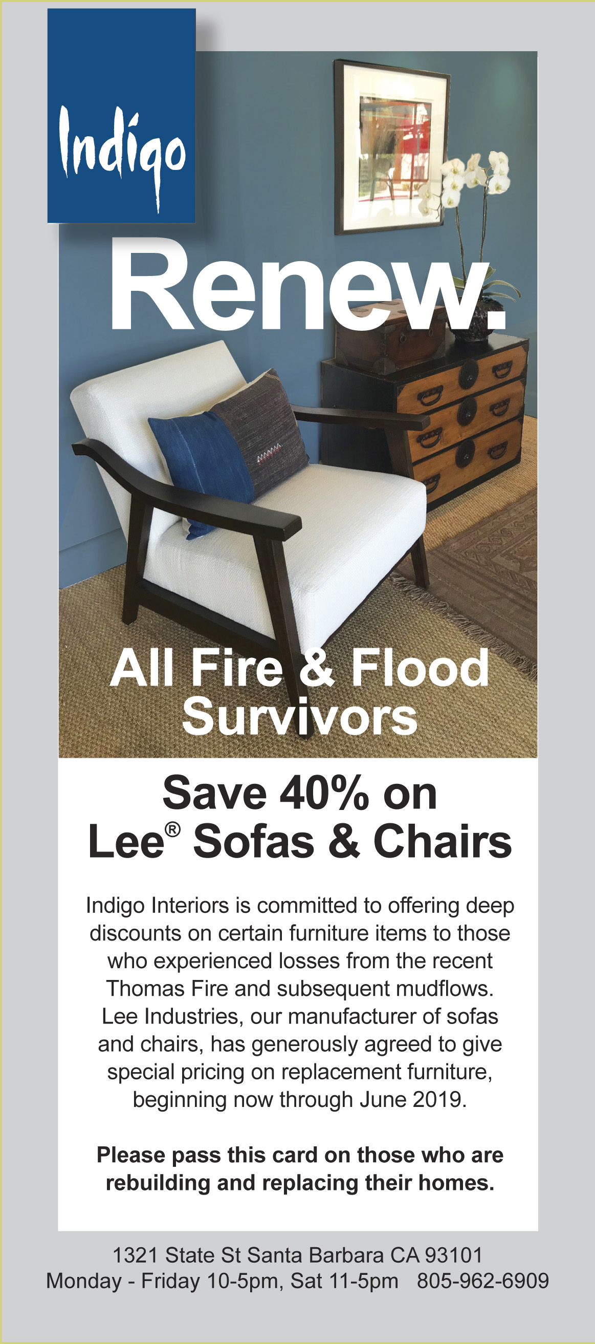 Indigo Offers Deep Discounts On Furniture To Fire Flood